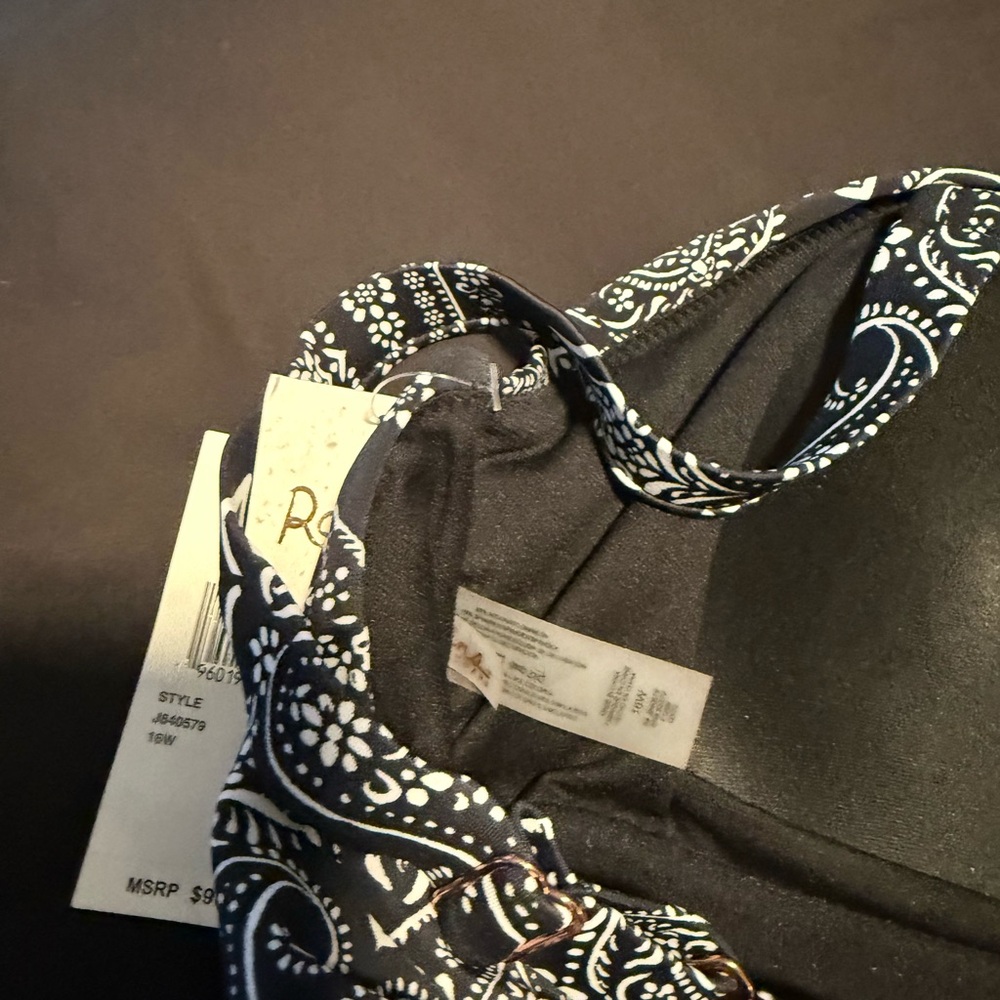 One Piece Swimsuit Plus Size 16W Black White Paisley by Raisins  NWT - Picture 6 of 8